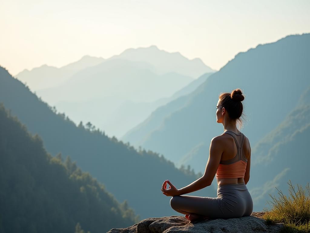 Yoga meditation wellness retreat in mountain setting